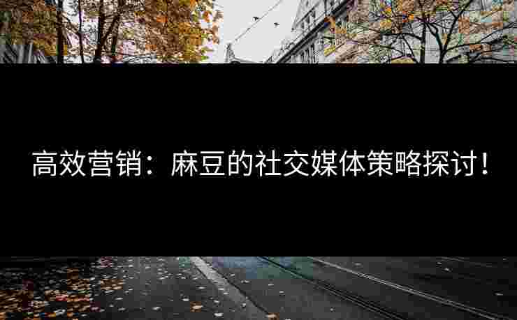 高效营销：麻豆的社交媒体策略探讨！