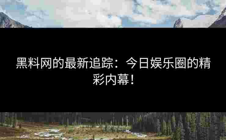 黑料网的最新追踪：今日娱乐圈的精彩内幕！